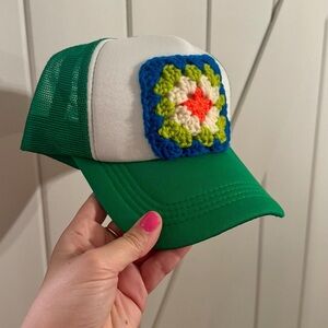 Adult Trucker Hat Crochet Granny Square Boho Country Nashville Style